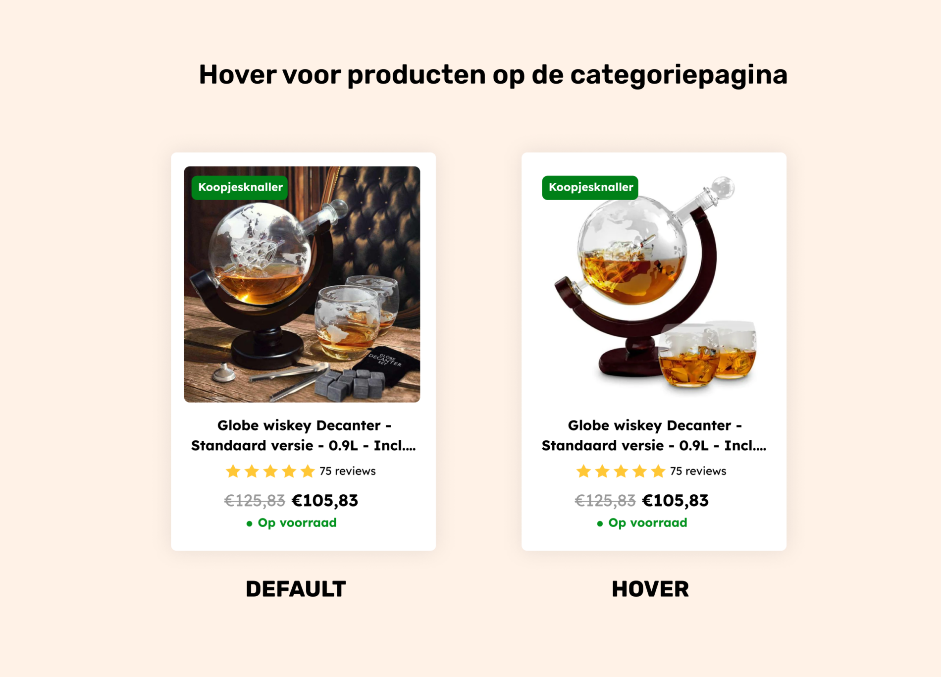 Hover voor producten op de categoriepagina