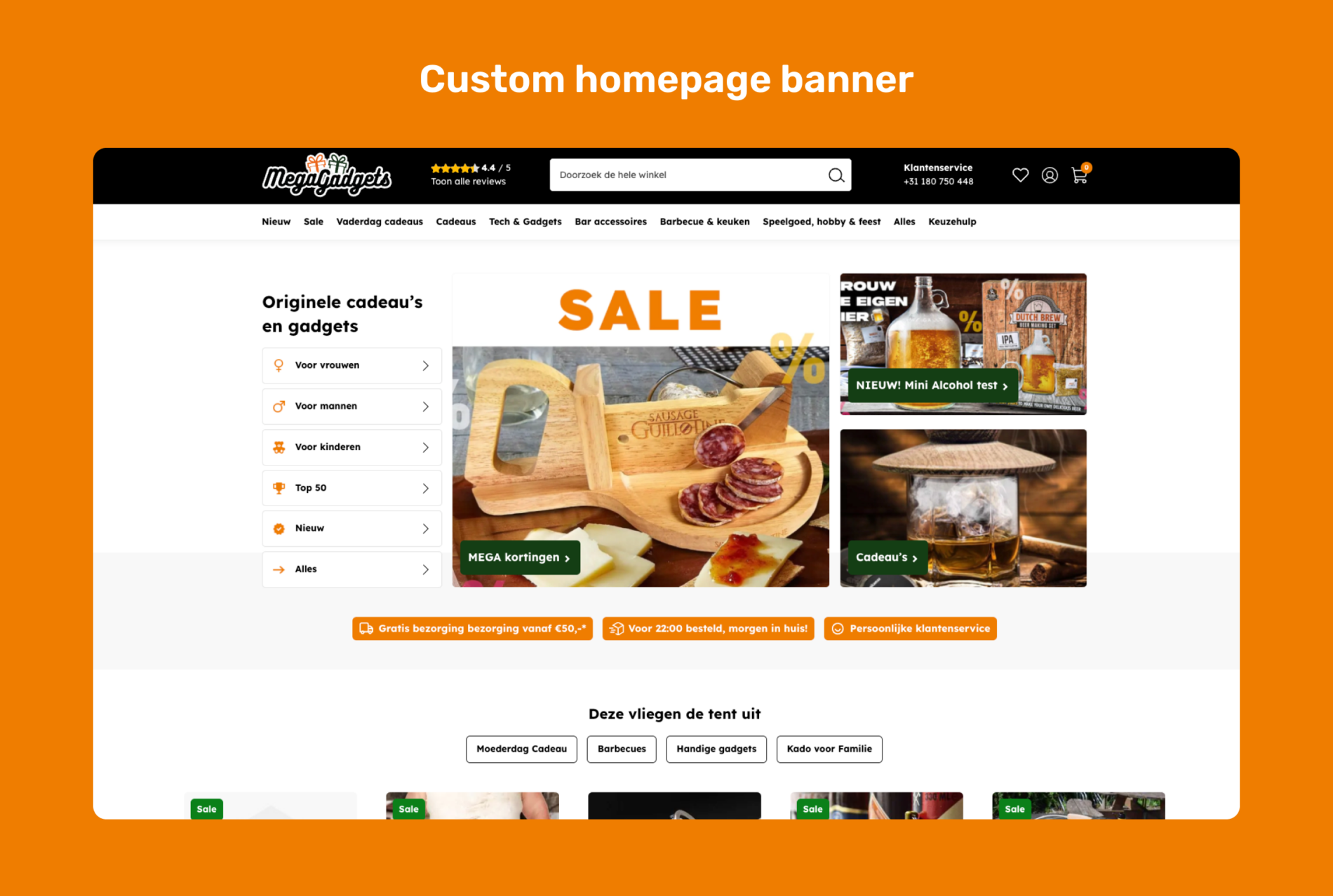Custom homepage banner