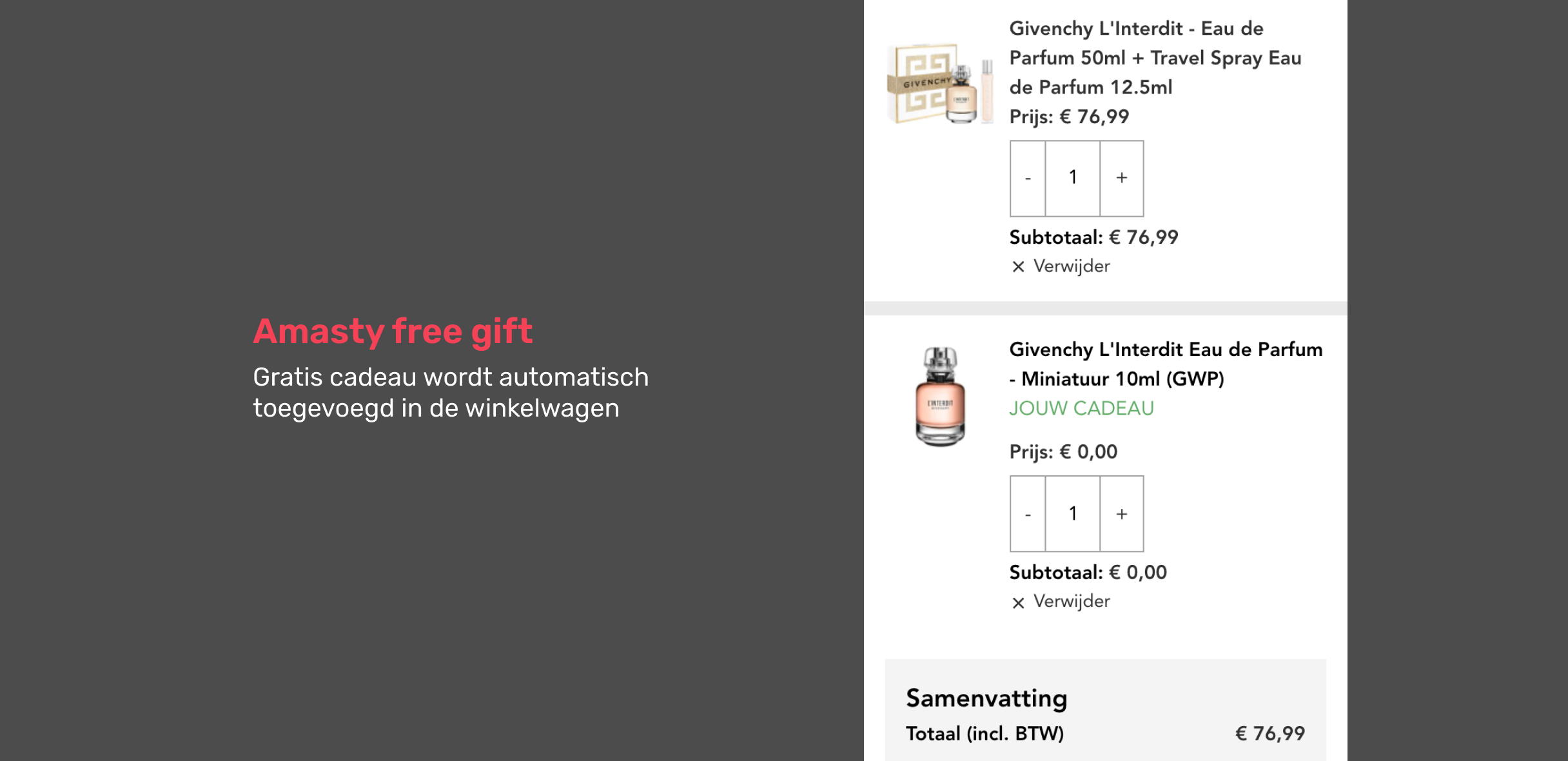 Amasty free gift: Gratis cadeau wordt automatisch toegevoegd in de winkelwagen